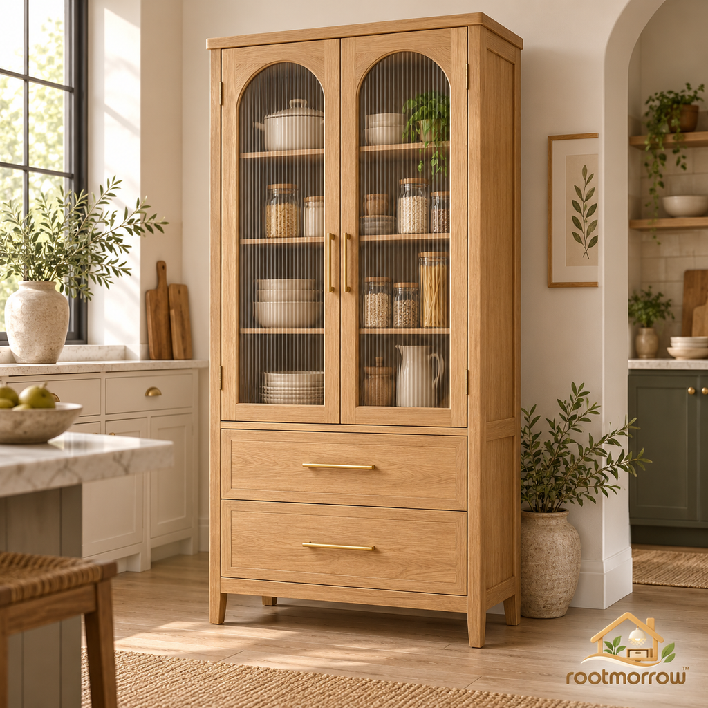 Arched Pantry Cabinet with 2 Drawers