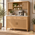 Fluted Coffee Bar Cabinet with Hutch