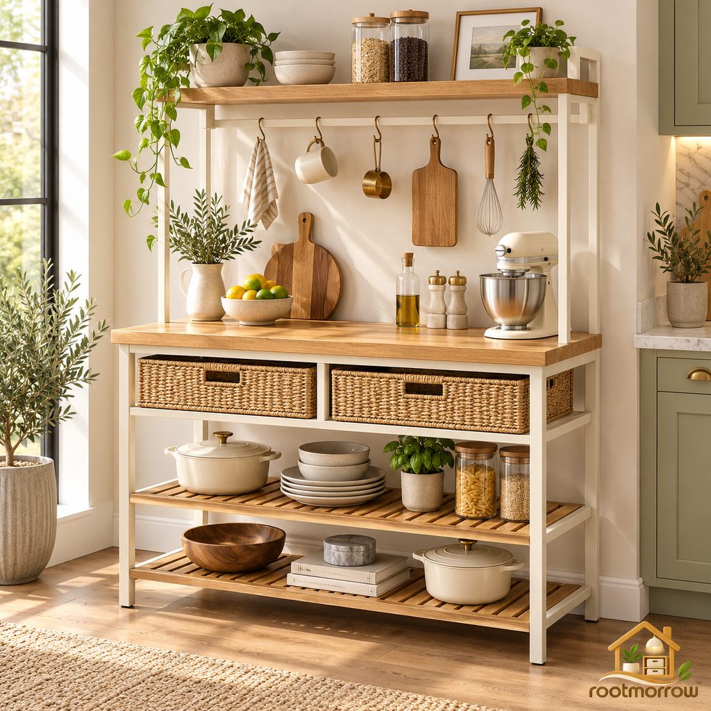 Kitchen Baker’s Rack with Storage Shelves