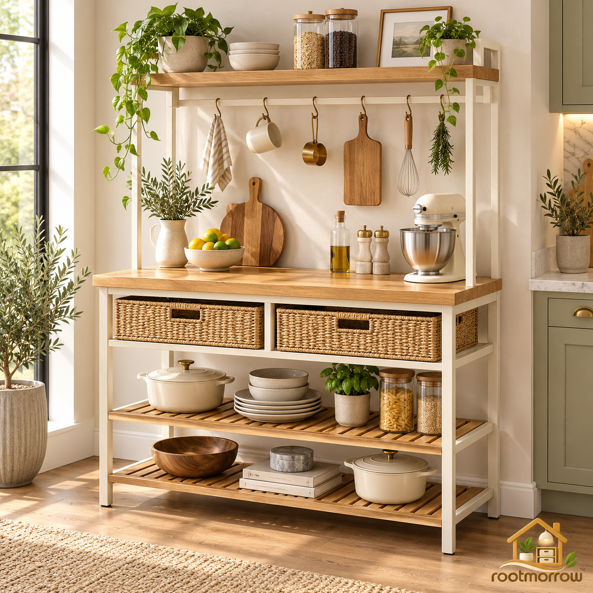 Kitchen Baker’s Rack with Storage Shelves