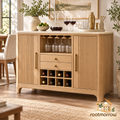 Fluted Wine Bar Cabinet with Stemware Rack