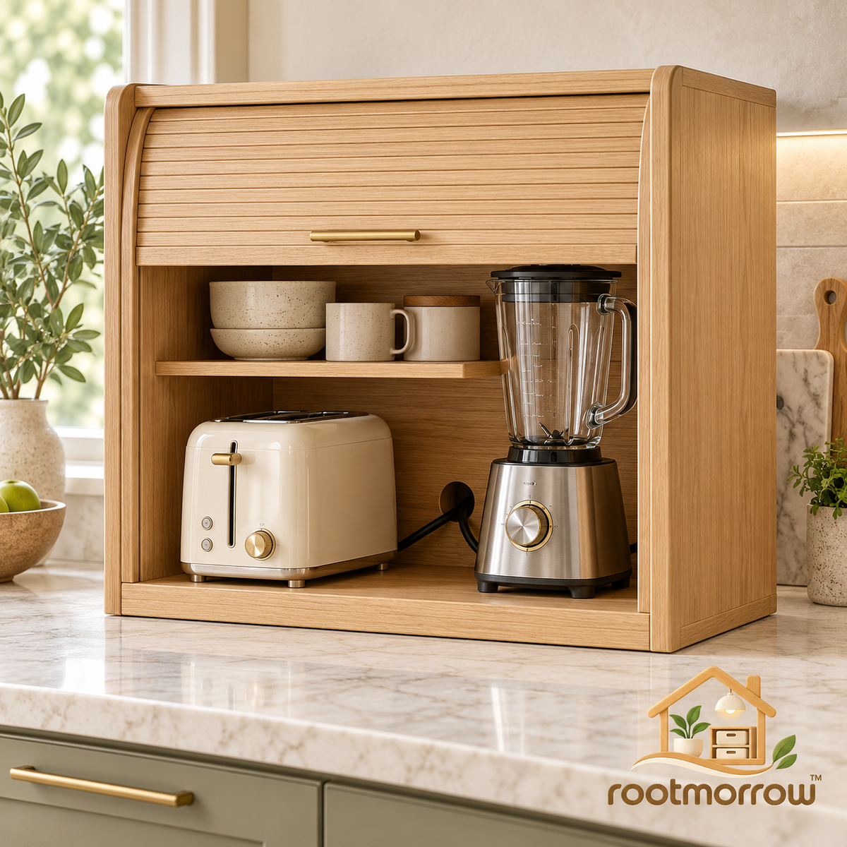 Roll-Top Countertop Appliance Garage