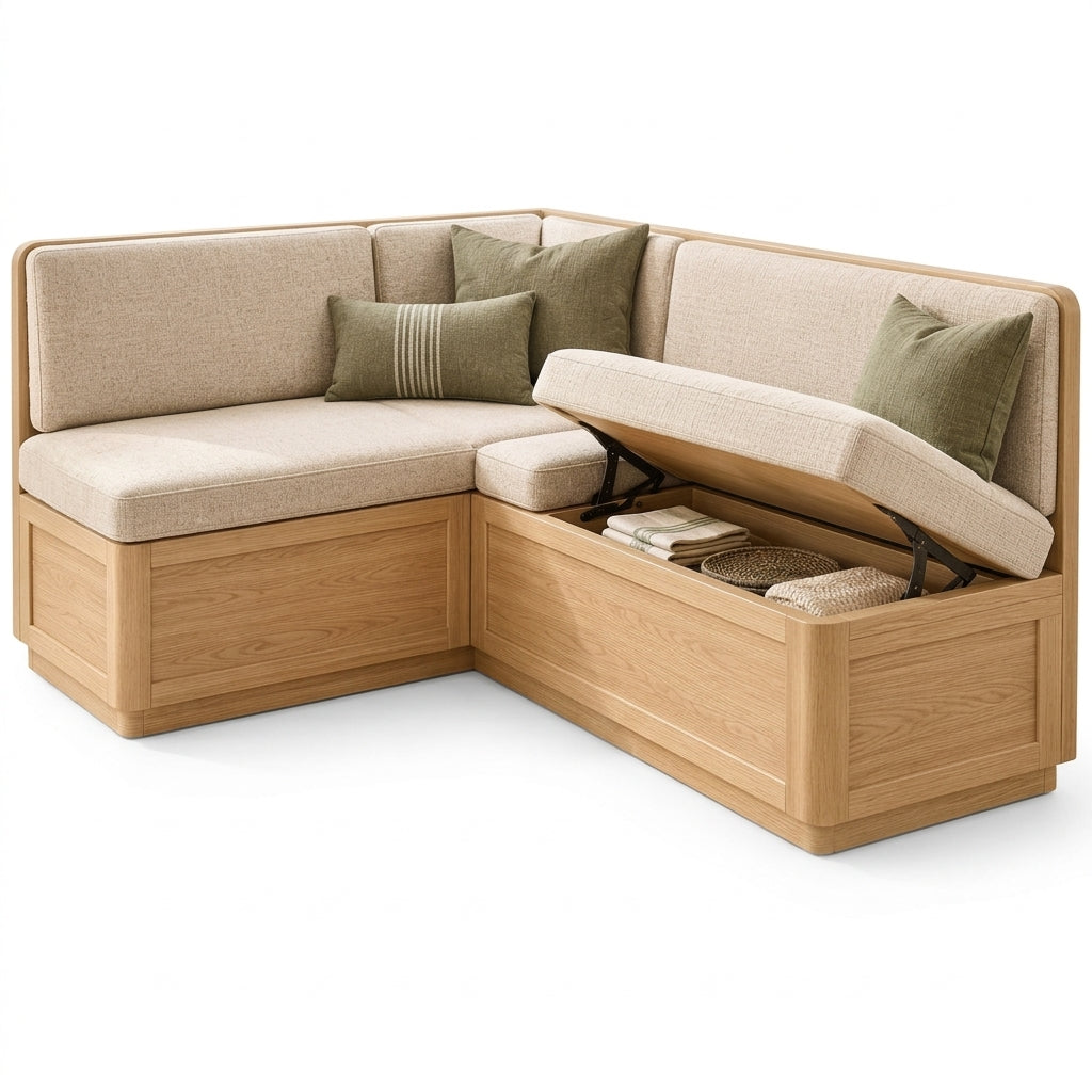 L-Shaped Upholstered Breakfast Nook with Storage
