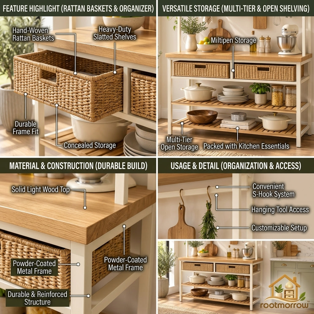Kitchen Baker’s Rack with Storage Shelves
