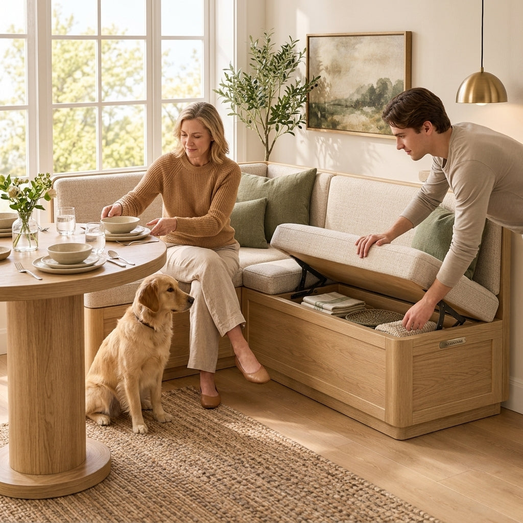 L-Shaped Upholstered Breakfast Nook with Storage