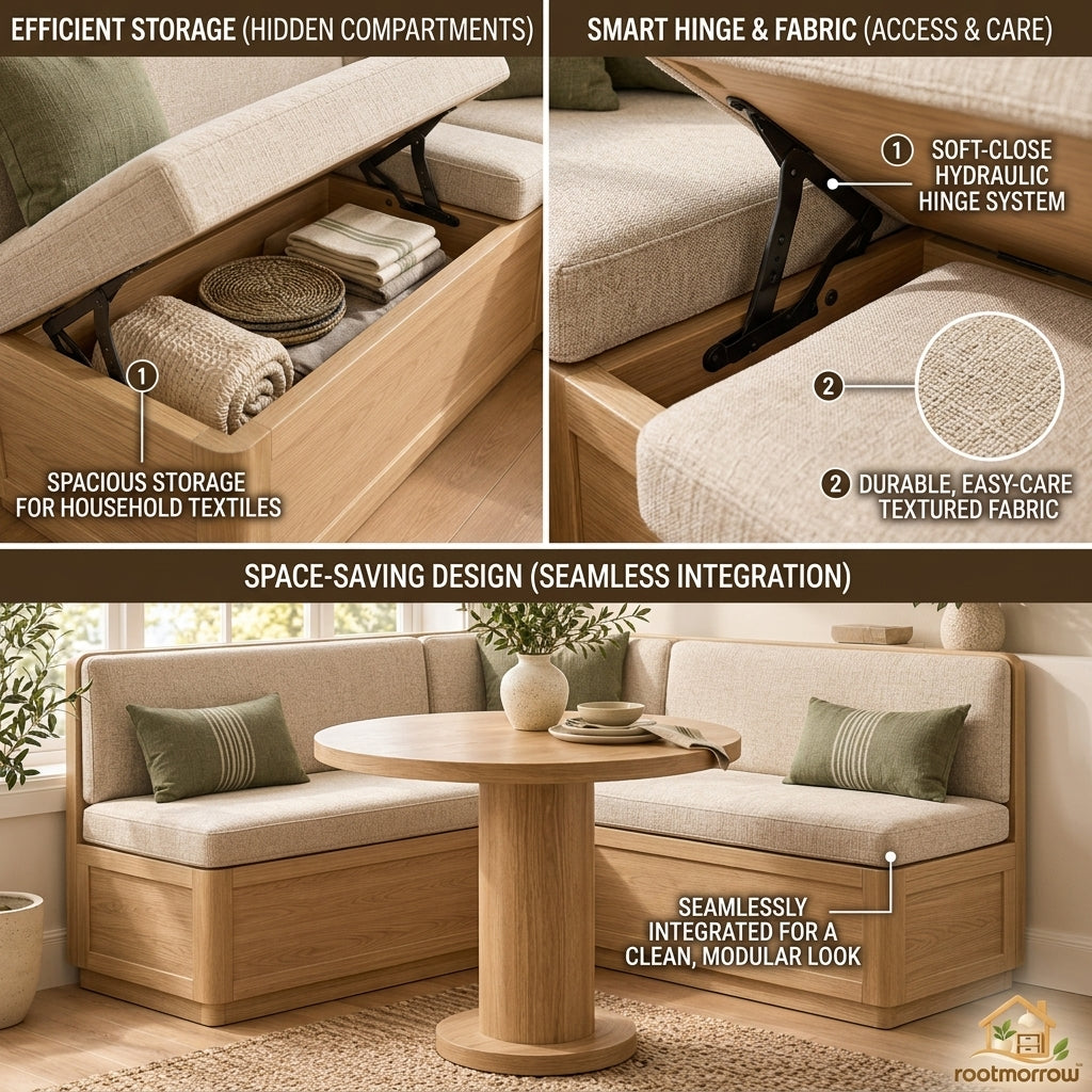 L-Shaped Upholstered Breakfast Nook with Storage