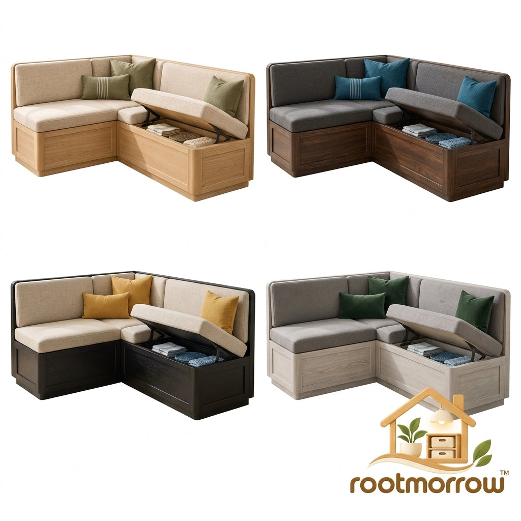 L-Shaped Upholstered Breakfast Nook with Storage