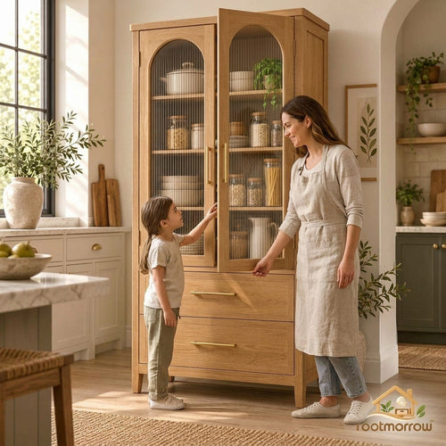Arched Pantry Cabinet with 2 Drawers