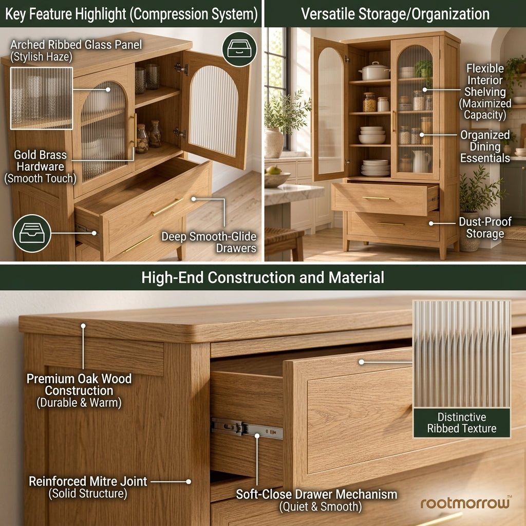 Arched Pantry Cabinet with 2 Drawers