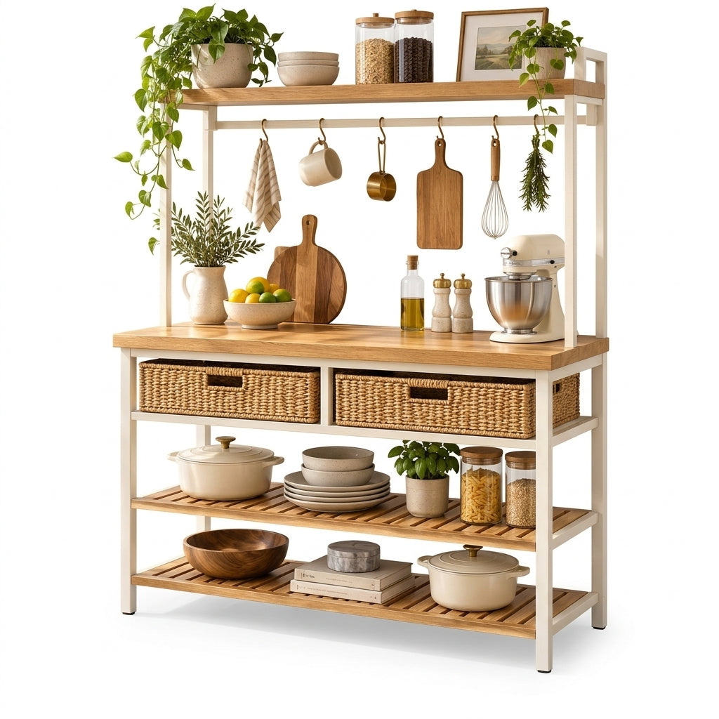 Kitchen Baker’s Rack with Storage Shelves