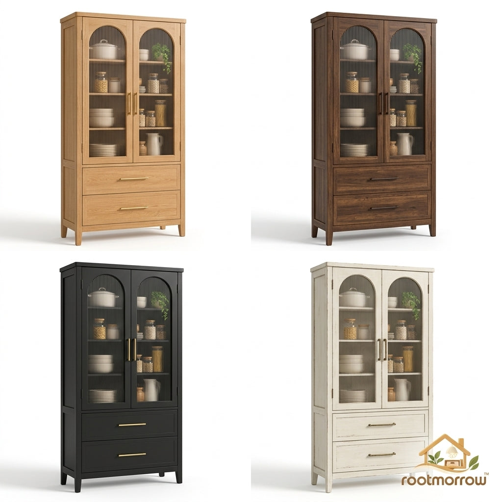 Arched Pantry Cabinet with 2 Drawers